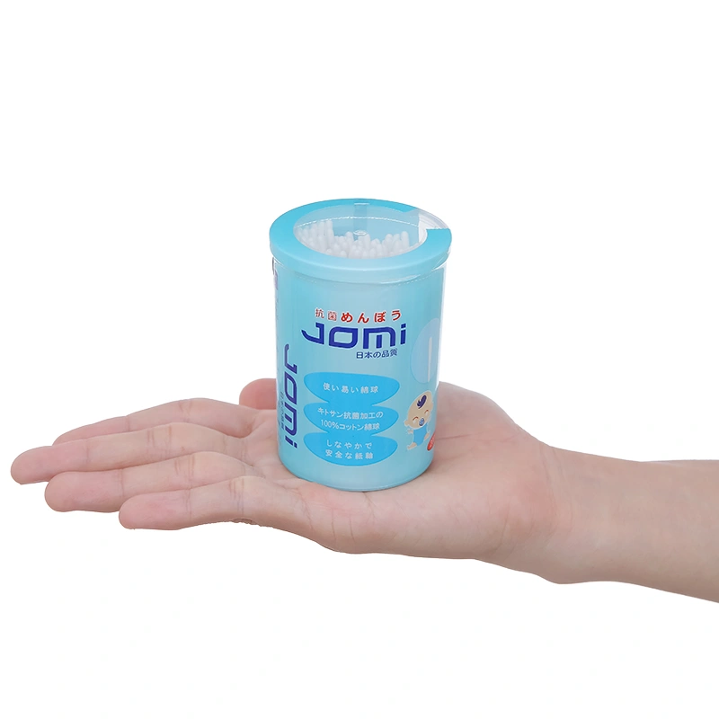 Tăm bông cho bé thân giấy kháng khuẩn Jomi đầu tròn hũ 200 cây 3
