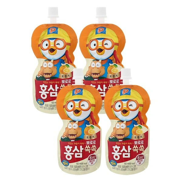 Combo 4 túi nước trái cây Pororo hồng sâm (từ 1 tuổi)