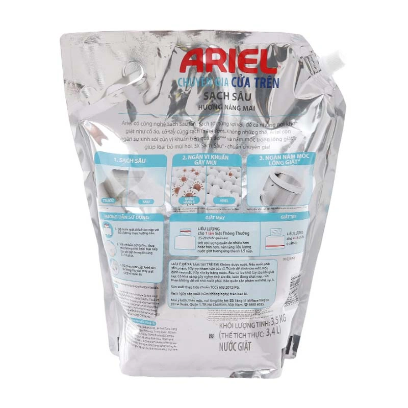 Nước giặt Ariel Sạch Sâu hương nắng mai túi 3.4 lít 2