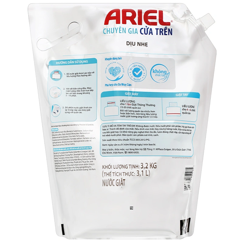 Nước giặt Ariel Sạch Sâu hương nắng mai túi 3.4 lít 20