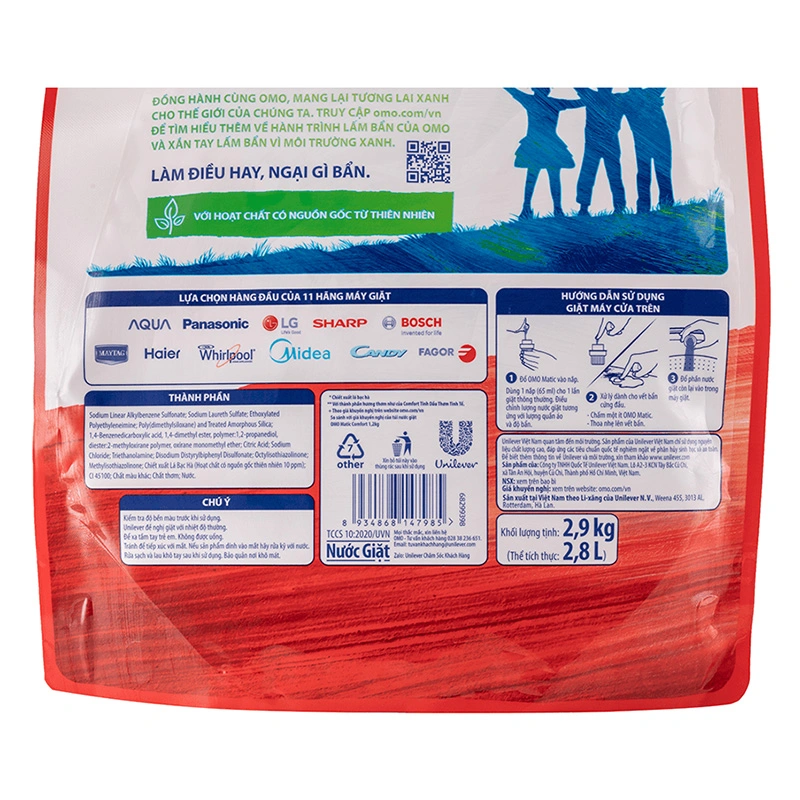 Nước giặt OMO Matic Comfort hương ngọc lan tây, gỗ đàn hương túi 3.5 lít 12
