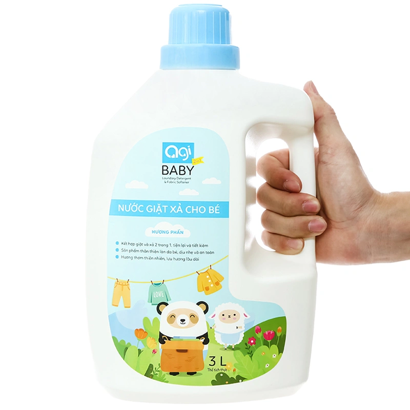 Nước giặt xả quần áo cho bé Agi Xanh hương phấn can 3 lít 3