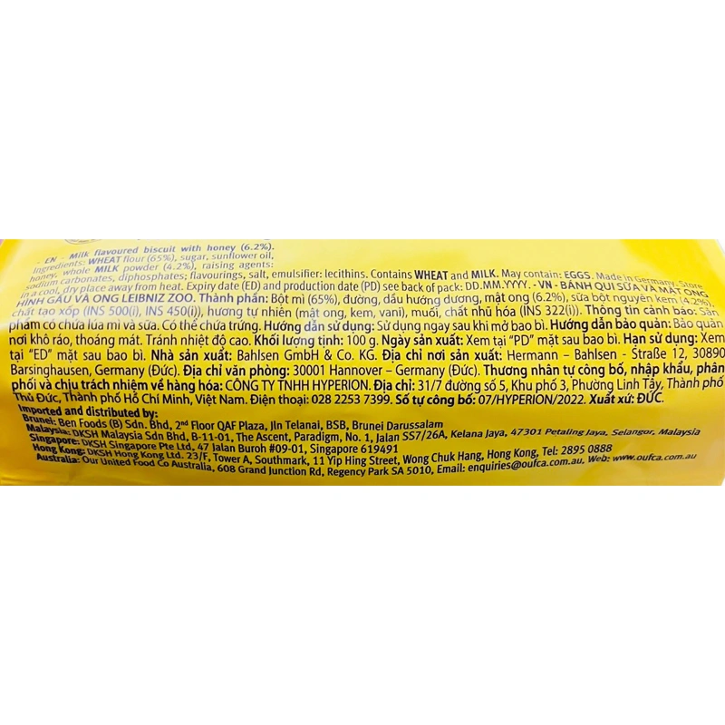 Bánh quy Leibniz Zoo vị sữa và mật ong gói 100g (từ 3 tuổi) 3