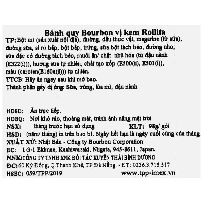 Bánh quy Bourbon vị kem Rollita gói 98g (từ 3 tuổi) 6