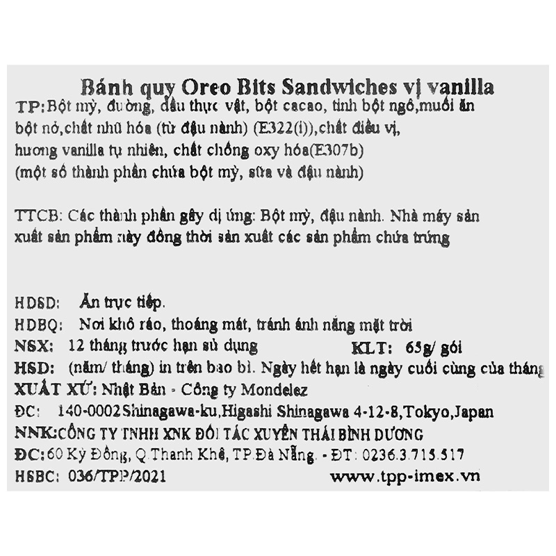 Bánh quy Oreo Bits Sandwiches vị vani gói 65g (từ 3 tuổi) 5