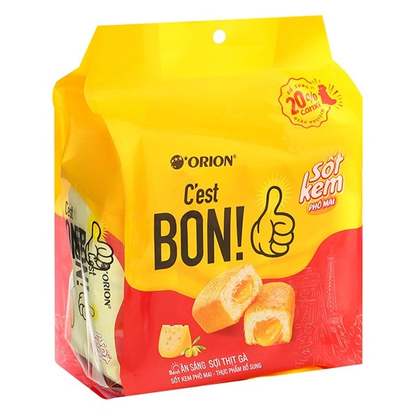 Bánh bông lan Orion C'est Bon sợi thịt gà sốt kem phô mai gói 5 cái x 20.3g (từ 4 tuổi) 1