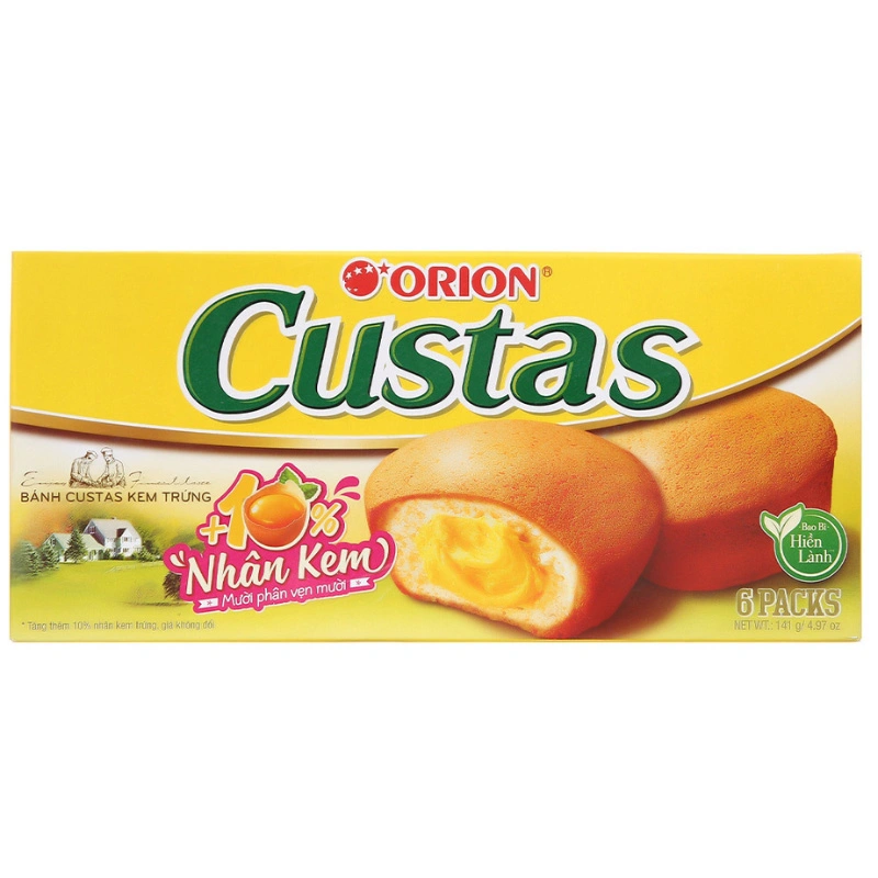 Bánh bông lan Orion Custas vị kem trứng hộp 6 cái x 23.5g (từ 3 tuổi) 2