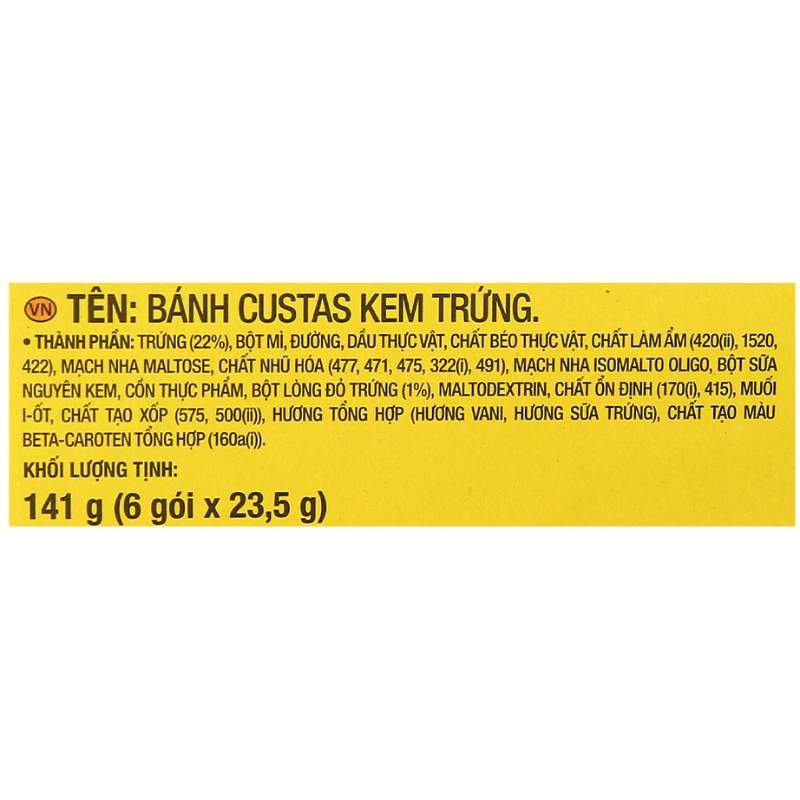 Bánh bông lan Orion Custas vị kem trứng hộp 6 cái x 23.5g (từ 3 tuổi) 7