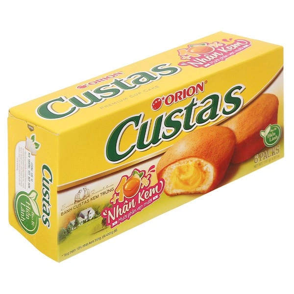 Bánh bông lan Orion Custas vị kem trứng hộp 6 cái x 23.5g (từ 3 tuổi) 1