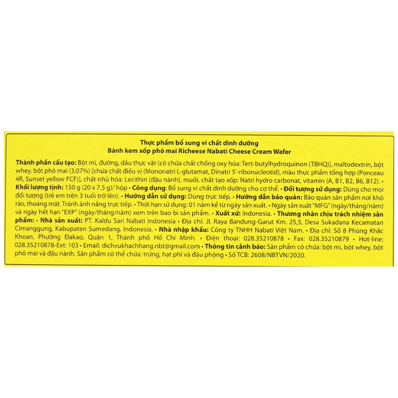 Bánh xốp Nabati vị phô mai hộp 20 cái x 7.5g 6