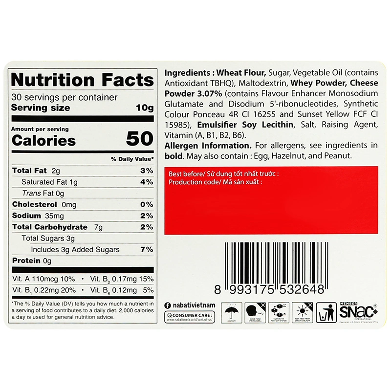 Bánh xốp Nabati vị phô mai hộp 20 cái x 15g 7