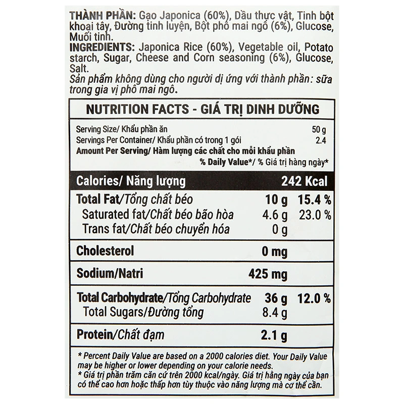 Bánh gạo One One vị phô mai ngô gói 118g (từ 1 tuổi) 5
