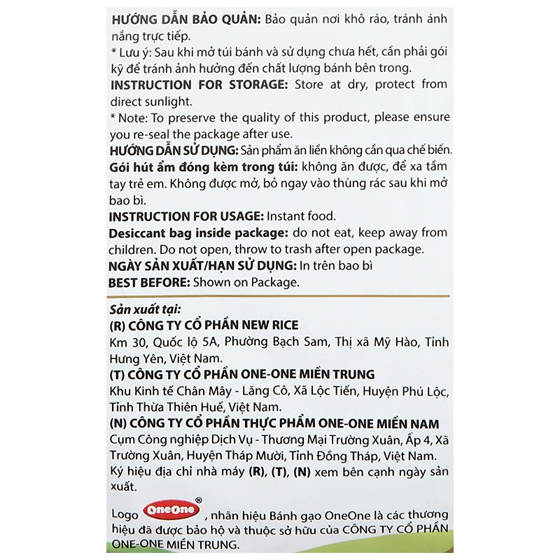 Bánh gạo One One vị ngọt gói 230g (từ 8 tháng) 6