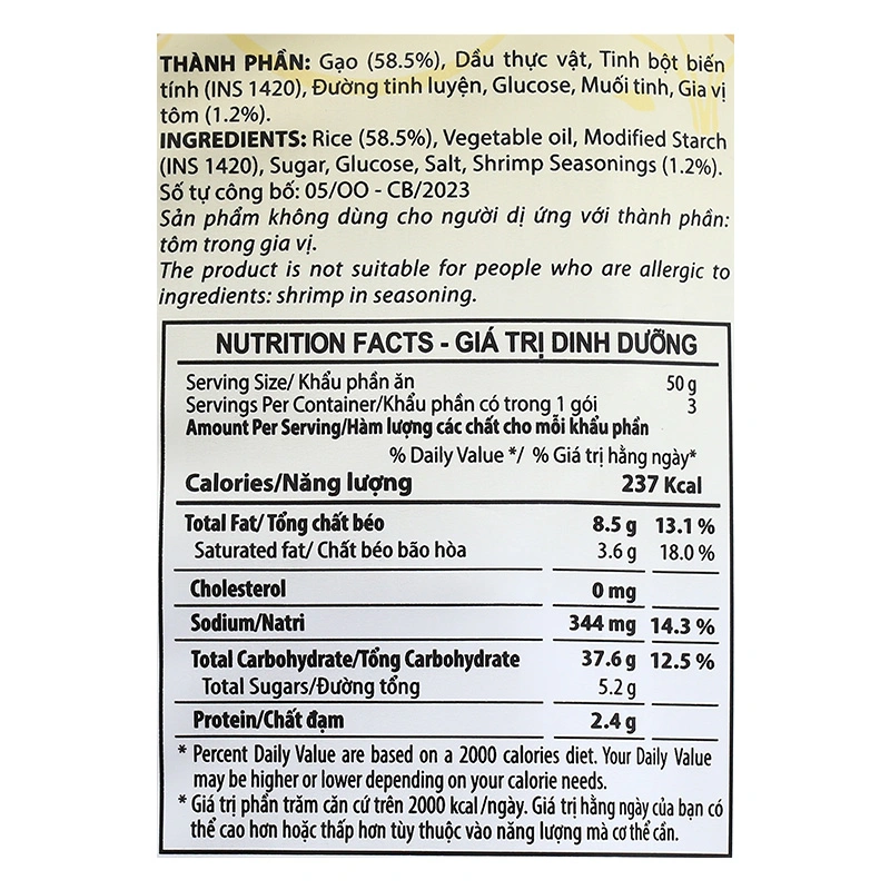 Bánh gạo One One vị tôm nướng gói 150g (từ 8 tháng) 5