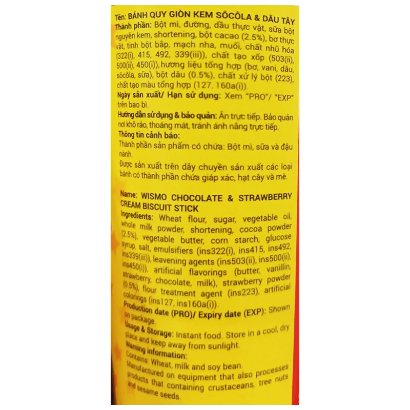 Bánh que Wismo vị socola và dâu ly 35g (từ 3 tuổi) 4