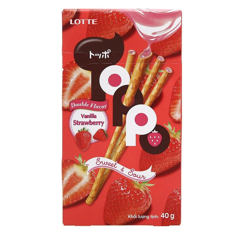Bánh que Lotte Toppo vị vani nhân kem dâu hộp 40g (từ 3 tuổi) 2