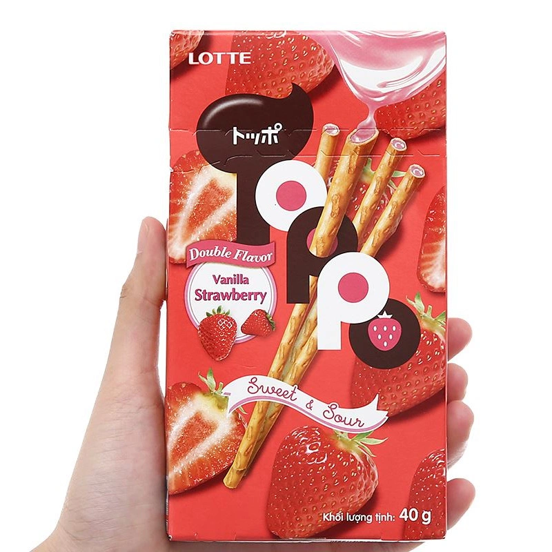 Bánh que Lotte Toppo vị vani nhân kem dâu hộp 40g (từ 3 tuổi) 6