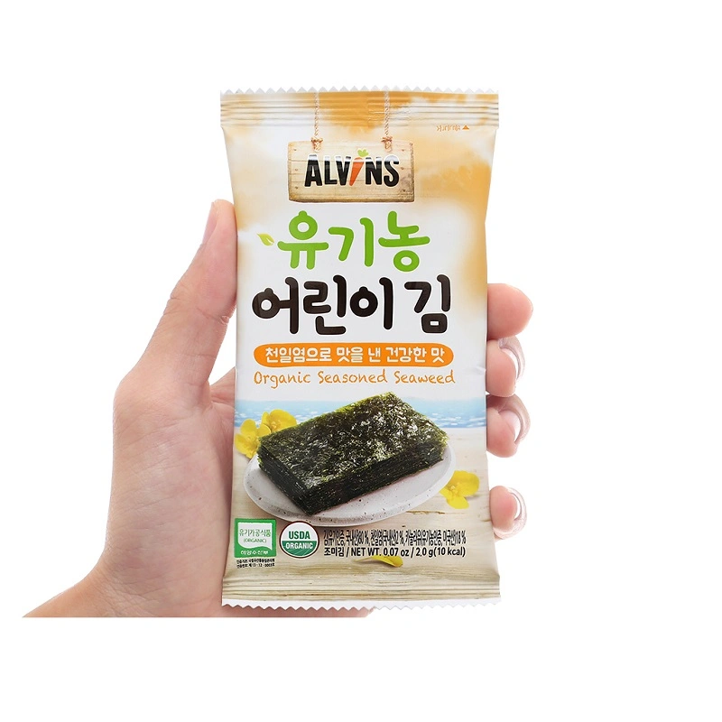 Hộp 10 gói snack rong biển hữu cơ vị truyền thống Alvins 2g (từ 1 tuổi) 5