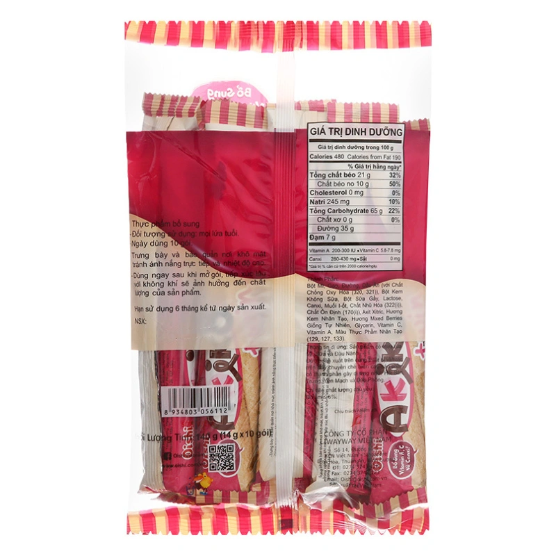 Snack Oishi Akiko Twin vị kem tiramisu túi 10 gói x 14g (từ 3 tuổi) 9