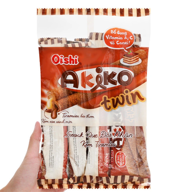 Snack Oishi Akiko Twin vị kem tiramisu túi 10 gói x 14g (từ 3 tuổi) 3