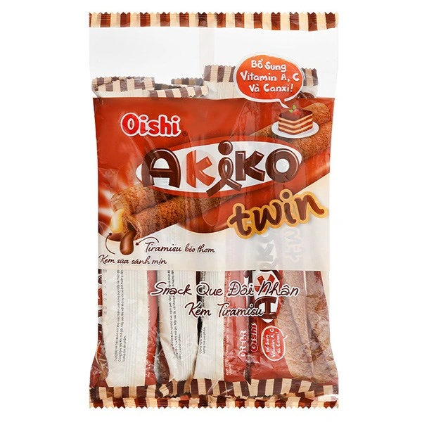 Snack Oishi Akiko Twin vị kem tiramisu túi 10 gói x 14g (từ 3 tuổi) 1