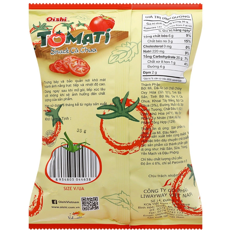 Snack Oishi Tomati vị cà chua gói 35g (từ 3 tuổi) 2