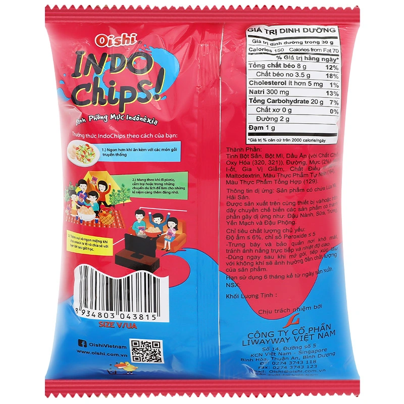Snack Oishi Indo Chips vị bánh phồng mực gói 35g (từ 3 tuổi) 2