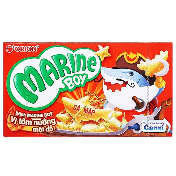 Snack Orion Marine Boy vị tôm nướng môi đỏ gói 32g (từ 4 tuổi) 1