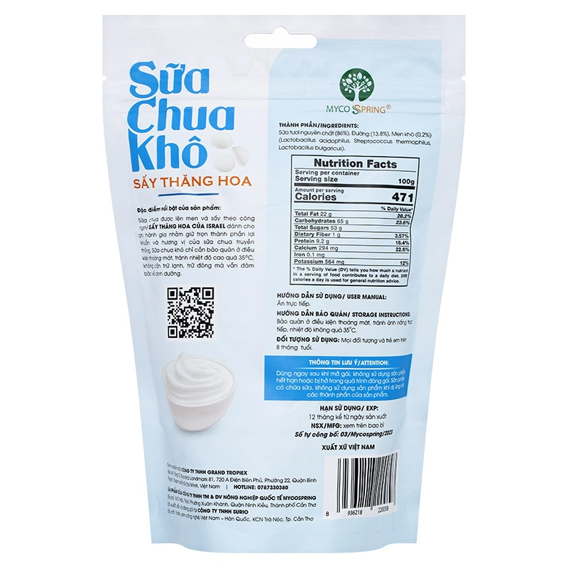Sữa chua khô sấy thăng hoa vị dâu Myco Spring gói 20g (từ 8 tháng) 16