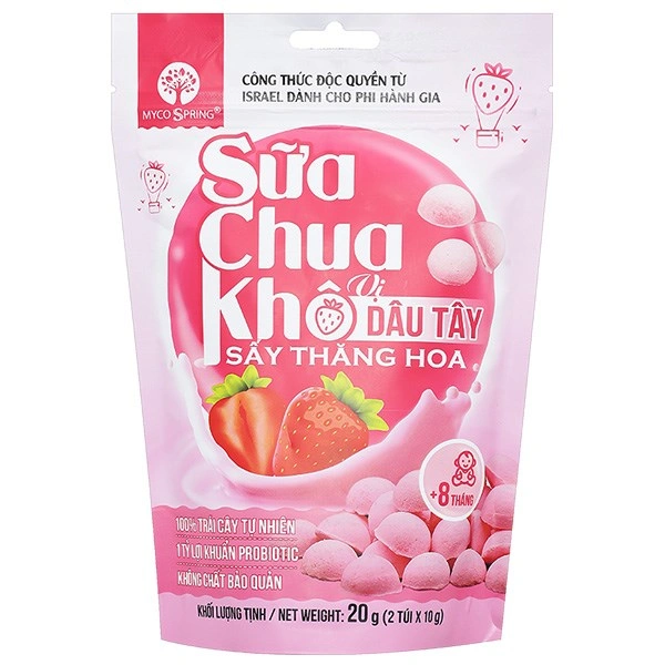 Sữa chua khô sấy thăng hoa vị dâu Myco Spring gói 20g (từ 8 tháng) 1