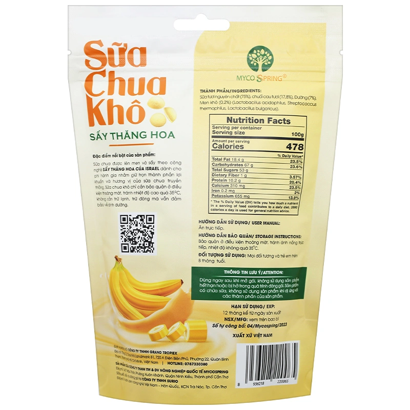 Sữa chua khô sấy thăng hoa vị dâu Myco Spring gói 20g (từ 8 tháng) 23