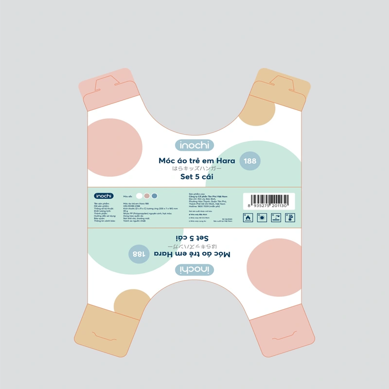 Móc áo nhựa Inochi Hara 188 5 cái - Màu ngẫu nhiên 10