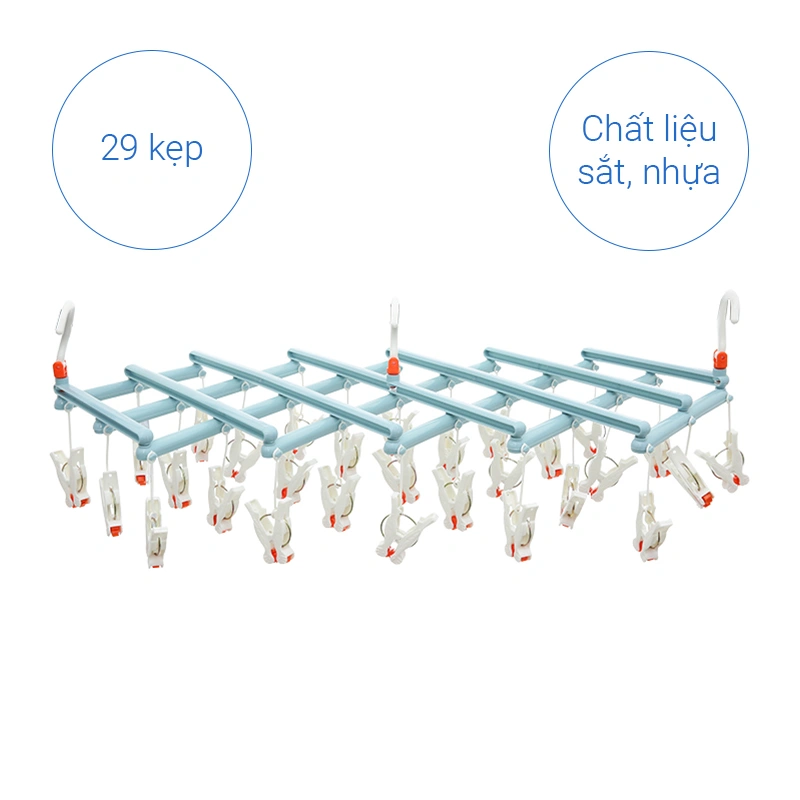 Móc chùm nhựa gấp gọn TOP KIDS AC 29 kẹp - Màu ngẫu nhiên 4