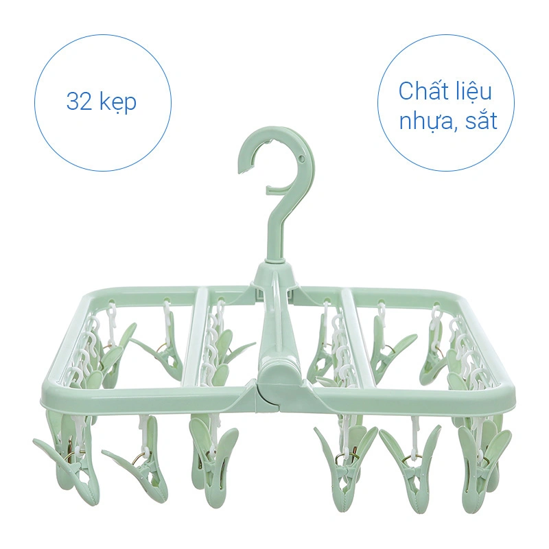 Móc chùm nhựa vuông TOP KIDS AC 32 kẹp - Màu ngẫu nhiên 3