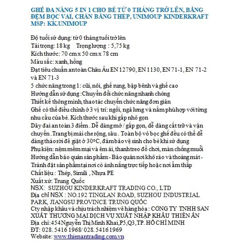 Ghế đa năng 5 in 1 Kinderkraft KK.UNIMOUP (từ 0 tháng) [Hàng trưng bày - không kèm thùng] 6
