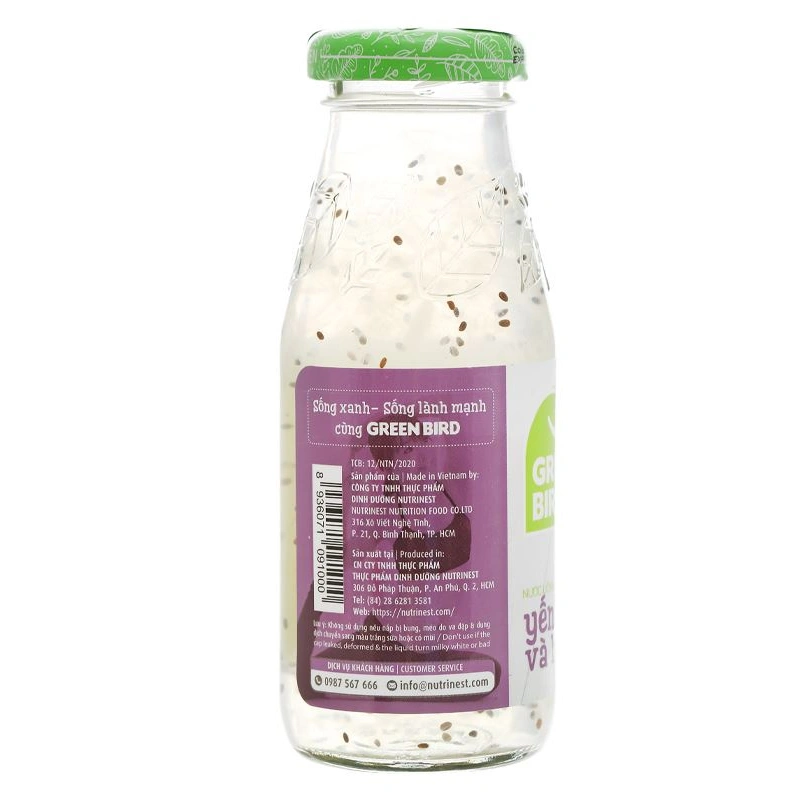 Lốc 6 chai nước yến sào hạt chia Green Bird 185 ml (từ 12 tuổi) 13