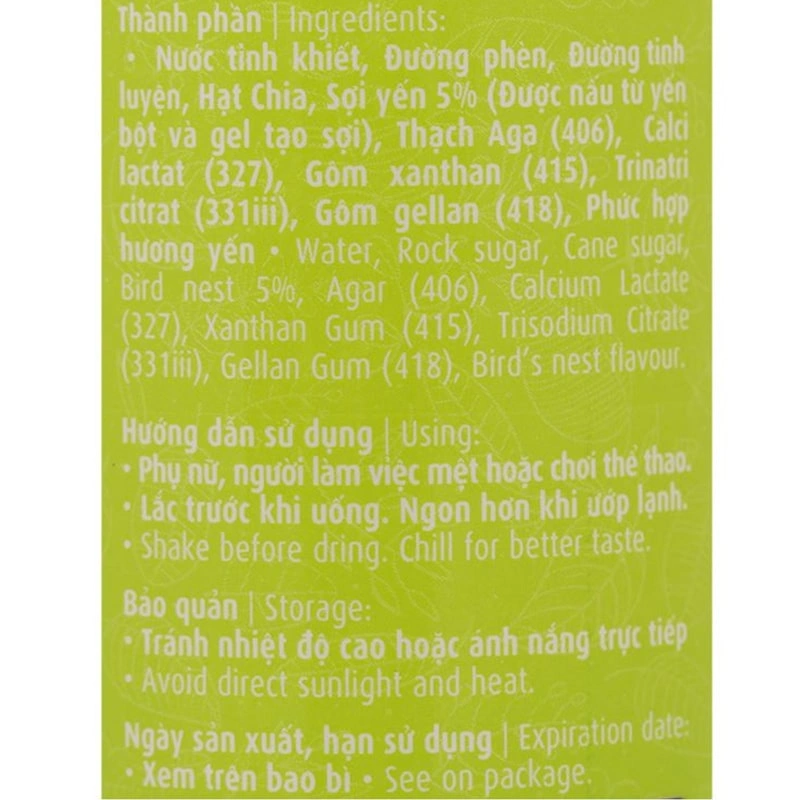 Lốc 6 chai nước yến sào hạt chia Green Bird 185 ml (từ 12 tuổi) 15