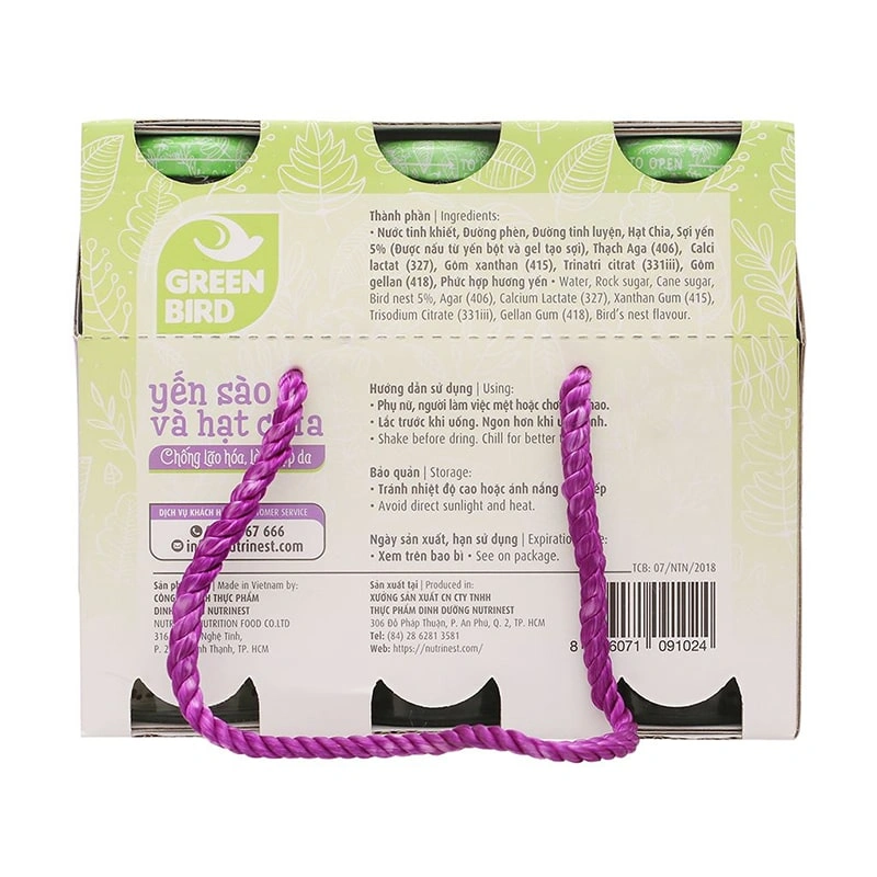 Lốc 6 chai nước yến sào hạt chia Green Bird 185 ml (từ 12 tuổi) 4