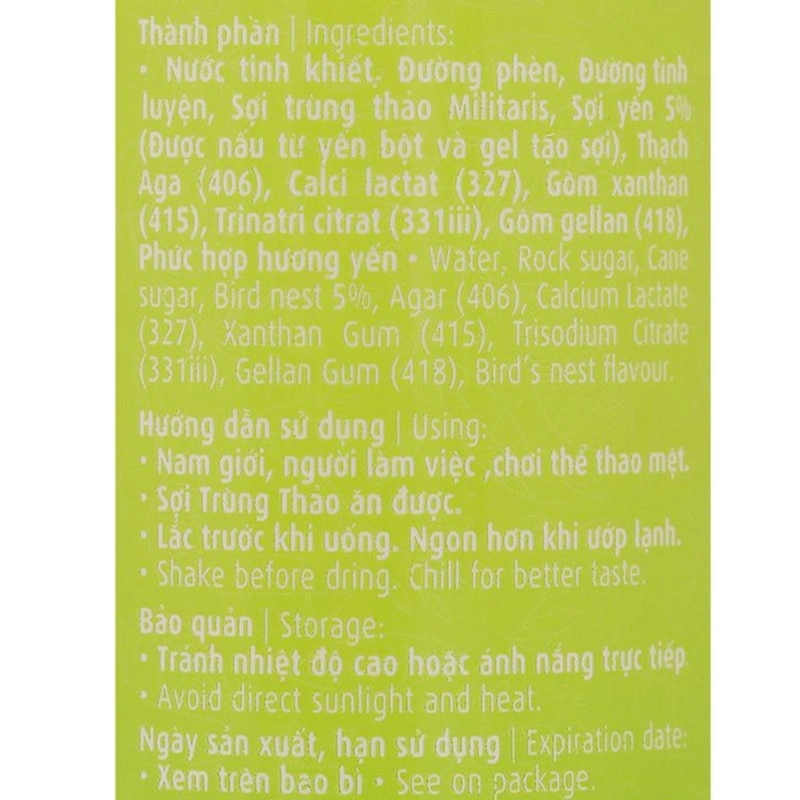 Nước yến sào đông trùng hạ thảo Green Bird 185 ml (từ 18 tuổi) 15