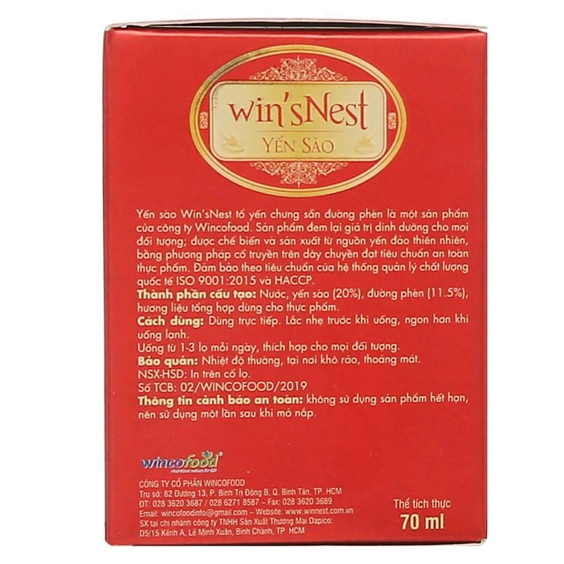 Nước yến sào đường phèn Win'sNest 70 ml (từ 1 tuổi) 5
