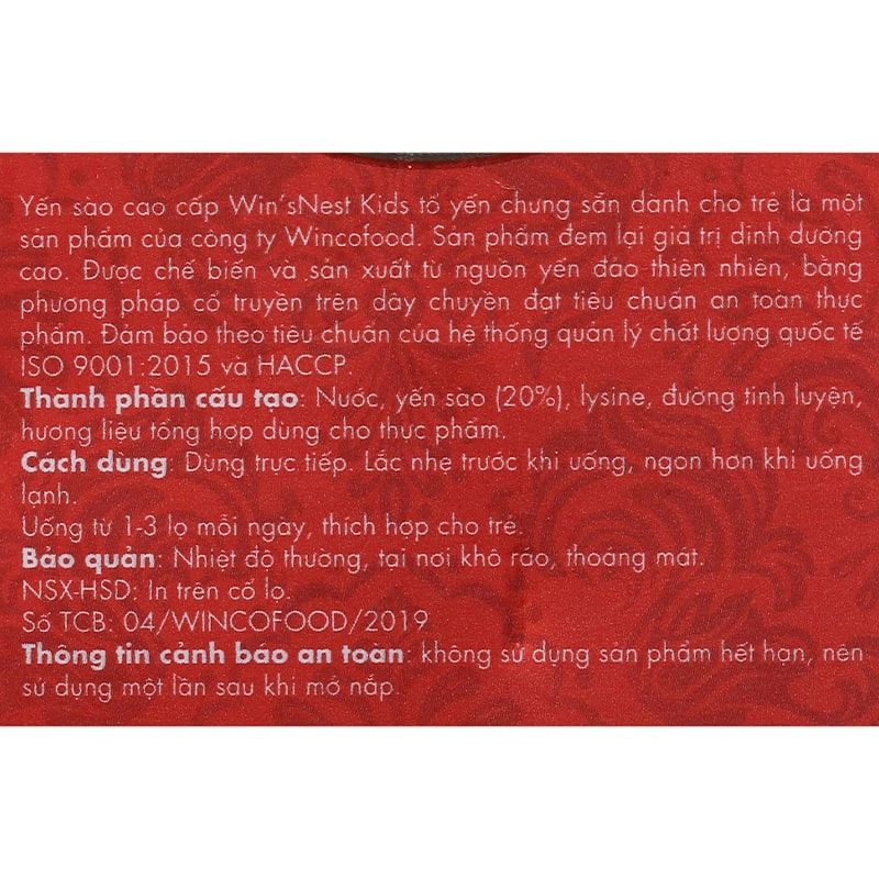 Nước yến sào Win'sNest Kids 70 ml (từ 1 tuổi) 11