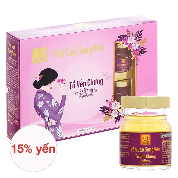 Hộp 5 hũ nước yến sào nhụy hoa nghệ tây Saffron Song Yến 70 ml (từ 25 tuổi) 1