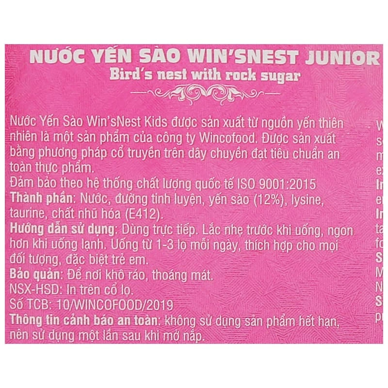 Hộp 4 hũ nước yến sào Win'sNest Junior 70 ml (từ 1 tuổi) 11