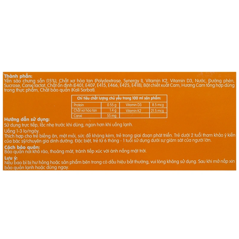 Hộp 6 hũ nước yến sào Nunest Kids vị cam 70 ml (từ 6 tháng) 12