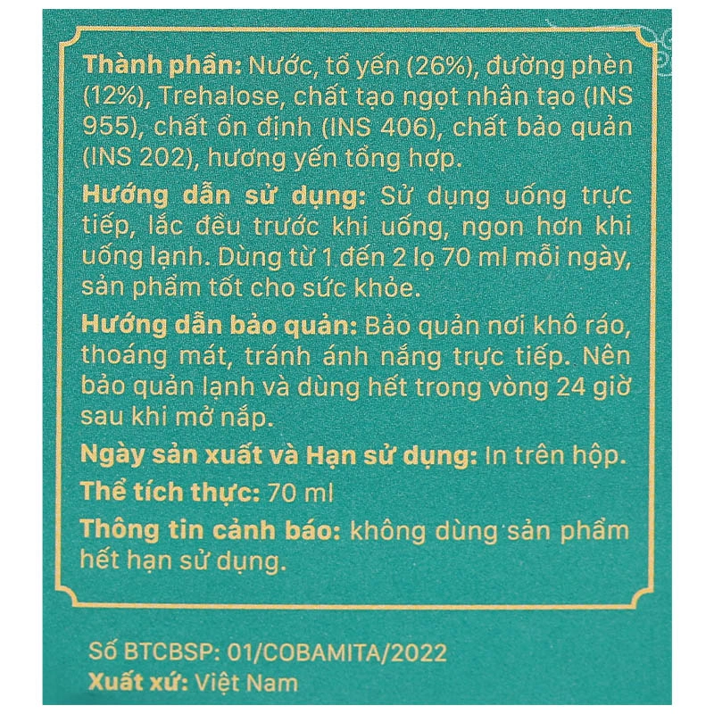 Nước yến sào đường phèn Thiên Vân Yến 70 ml (từ 1 tuổi) 10