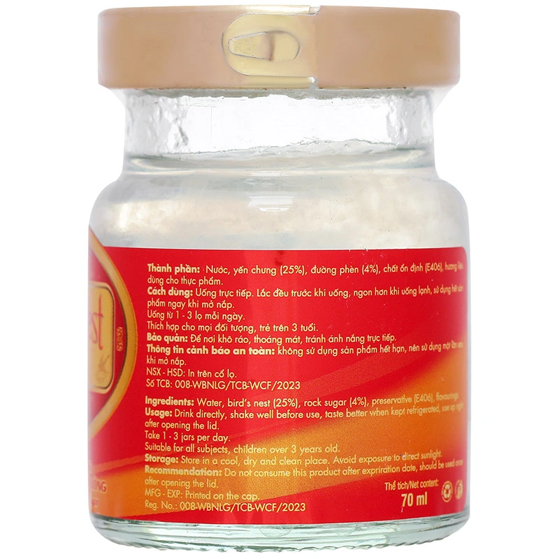 Hộp 6 hũ nước yến sào Win'sNest ít đường 70 ml (từ 3 tuổi) 8