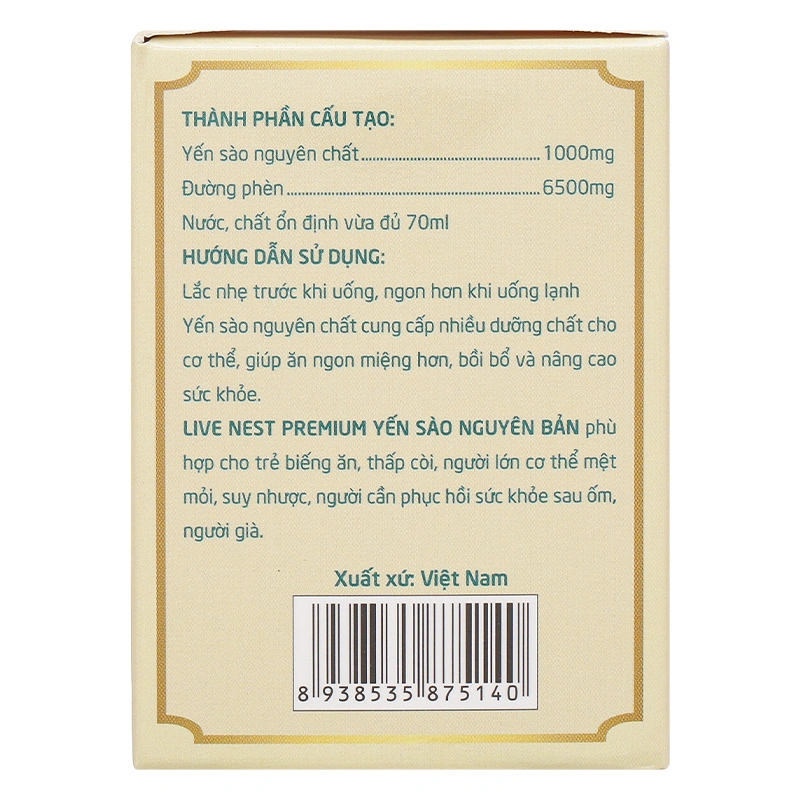 Nước yến sào Natulife Live Nest Premium 70 ml (từ 3 tuổi) 5