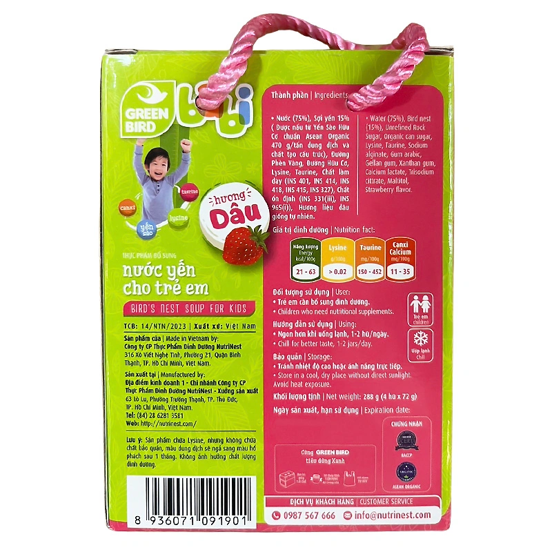 Hộp 4 hũ nước yến sào Green Bird Babi vị dâu 72g (từ 1 tuổi) 3