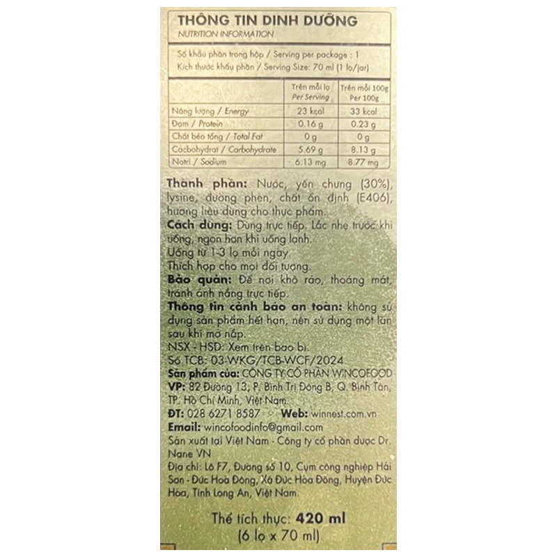 Hộp 6 hũ nước yến sào Win'sNest Kids Grow 70 ml (từ 1 tuổi) 6