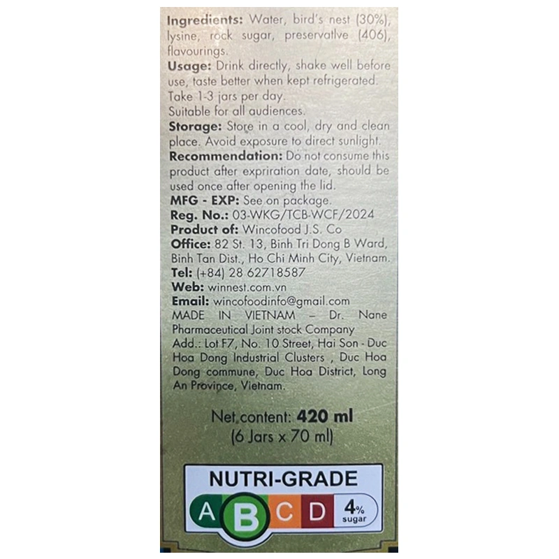Hộp 6 hũ nước yến sào Win'sNest Kids Grow 70 ml (từ 1 tuổi) 7